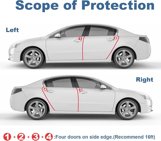 16.4 Ft Car Door Edge Guards, Rubber Edge Trim, Cars Door Edge Guard Protector Easy to Cut, Universal Fit for Most Vehicles, Paint Protection for Trucks, SUVs, and Sedans, No Glue Required