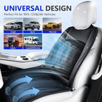 [2026 Upgrade] Cooling Car Seat Cover Ventilated Seat Cushion Summer Driving 12V-24V Ventilated Car Seat Cushion with 2 Powerful Turbo Fans with 3-Speed Adjustable Universal Fit Most Car-Black