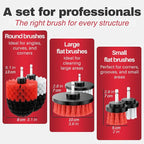 Drill Brush Attachments for Cleaning [Set of 6] Universally Cleans Cars, Rims, Upholstery, Tiles, and More I Brush Drill Attachment for Cleaning I Drill Brush for Car Detailing (Red)