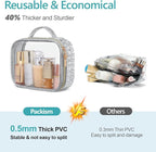 Clear Makeup Bag - TSA Approved Toiletry Bag for Carry-on & Checked Luggage, Water Resistant Car Storage Organizer with Reinforced Seams