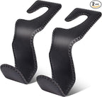 AXELECT Leather Purse Hooks for Car, 2 Pack Car Purse Holder, Car Headrest Hooks Holders for Hanging Purses and Bags Coats Grocery Bag Backpack