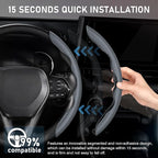 Steering Wheel Cover, Carbon Fiber Steering Wheel Cover for Men/Women, Anti-Slip, Comfortable Grip, Durable, Universal for 99% Car Interior Accessories (Dark Gray)