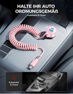 USB C 90W Car Charger for iPhone 17/16 Pro Max, PD & QC3.0 w/5 ft 45W Type C Coiled Cable, Fast Car Phone Charger Adapter for iPhone 17Air/15 Pro, Samsung Galaxy S25/S24/S23, Pixel 10/LG/Android, iPad
