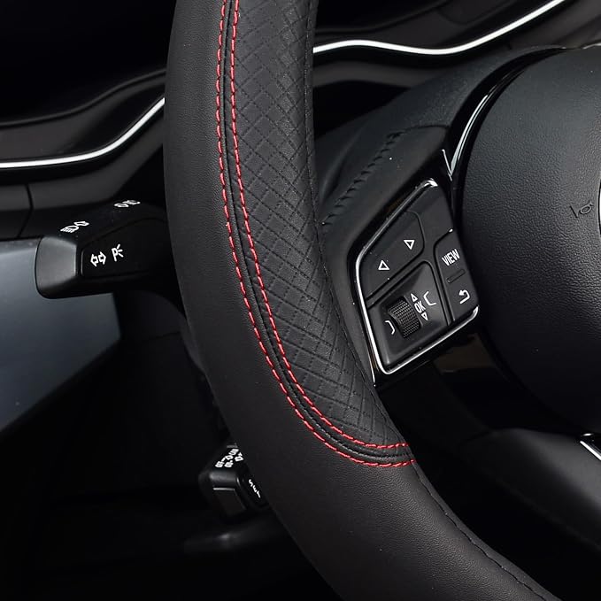 Steering Wheel Cover, Universal Fit 15 Inch Microfiber Leather Car Wheel Protector, Anti-Slip, Black