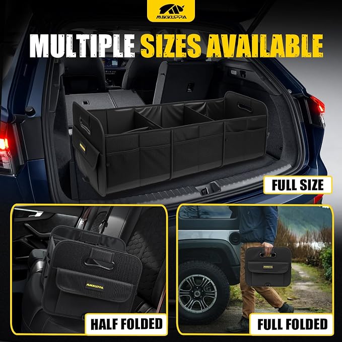 Car Trunk Organizer - 105L Collapsible Large Trunk Organizer with Reinforced Handles for Groceries, Trunk Storage Organizers for SUV Auto Truck Van with Non Slip Bottom (Black)