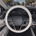 Steering Wheel Cover Universal Standard Size 14.5-15 inch, Non-Folding Packaging, Breathable Microfiber Leather, Anti-Slip, Soft Grip, Fits Most Cars SUVs Trucks, Light Creamy Gray