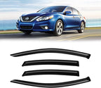 Rain Guards for 2013-2018 Nissan Altima, Out-Channel Window Visor Shields Vent Deflector Shade Wind Dark Smoke 2014 2015 2016 2017 13 14 15 16 17 18, Tape-On Outside-Mount, 4PCS