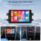 5Ghz WiFi Android 15 Car Stereo for Suzuki SX4 2006-2013 with Wireless Carplay Android Auto, 9 Inch Touch Screen Android Radio Support GPS/Bluetooth/FM/SWC/Backup Camera 2G+64G