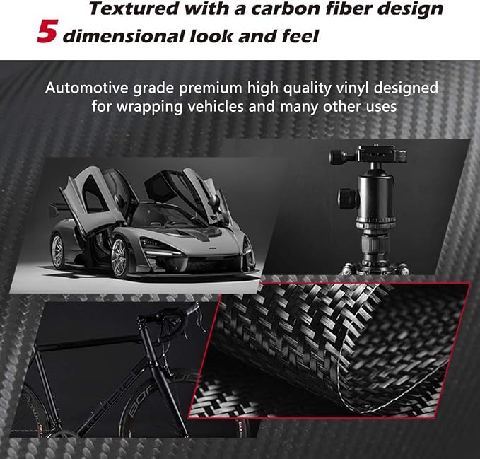 Universal Car Door Edge Protector, Carbon Fiber 5D Gloss Black Vinyl Wrap Film with Anti-Collision Protection for Most Vehicles (33Ft x 2.7In, Black)