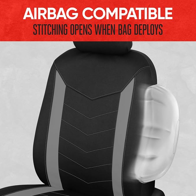 SpillGuard 2 Gray Seat Covers for Cars & Seat Covers for Trucks - Neoprene Lining Waterproof Car Seat Covers Front Seats Only - SUV Seat Covers Protector - Forros para Asientos de Carro