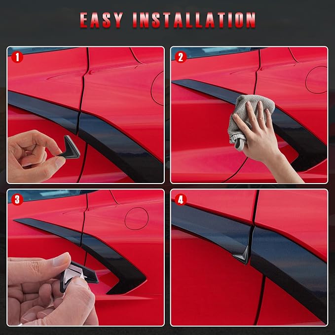Car Door Edge Guards,Car Driver Side Entrance Corner Protector Pads Compatible with Corvette C8 Stingray Z06 Z51 2020 2021 2022 2023 2024,Middle Protrusion,V-Shaped Anti-Collision (Black)