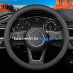 Deer Route Custom-Fit for Land Rover Steering Wheel Cover, Premium Leather Car Cover with Logo, Non-Slip, Breathable, Accessories (A-Style,for Rover)
