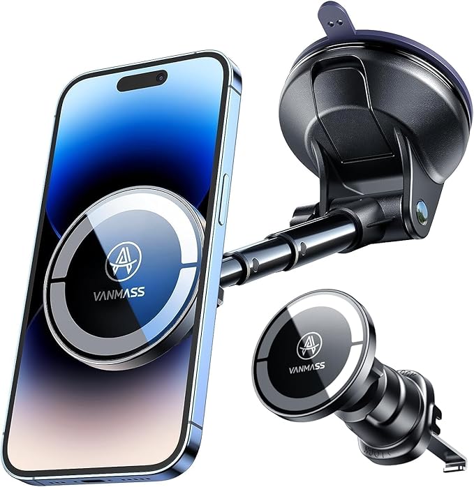 【Military-Grade】 for MagSafe Car Mount【Upgraded Strongest Magnetic&Suction】Phone Holder Cell Stand for Dashboard Windshield Vent, Tesla Truck Cradle for iPhone 17 Pro Max 16 15 14 13 12 Android