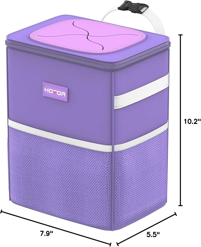 Car Trash Can with Lid and Storage Pockets, 100% Leak-Proof Car Organizer, Waterproof Car Garbage Can, Multipurpose Trash Bin for Car, 2 Gallons, Purple, HT138