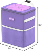 Car Trash Can with Lid and Storage Pockets, 100% Leak-Proof Car Organizer, Waterproof Car Garbage Can, Multipurpose Trash Bin for Car, 2 Gallons, Purple, HT138