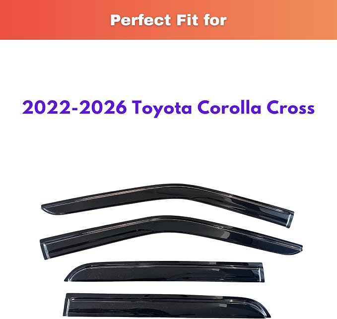 KPY Rain Guards Fit for 2022-2026 Toyota Corolla Cross, Out-Channel Window Visors Vent Wind Deflectors 4PC, Car Accessories for 22-26 Corolla Cross