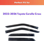KPY Rain Guards Fit for 2022-2026 Toyota Corolla Cross, Out-Channel Window Visors Vent Wind Deflectors 4PC, Car Accessories for 22-26 Corolla Cross