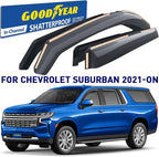 Goodyear Shatterproof Window Deflectors for Chevrolet (Chevy) Suburban 2021-2026, Rain Guards, Window Visors for Cars, Vent Deflector, Car Accessories, 4 pcs - GY007888