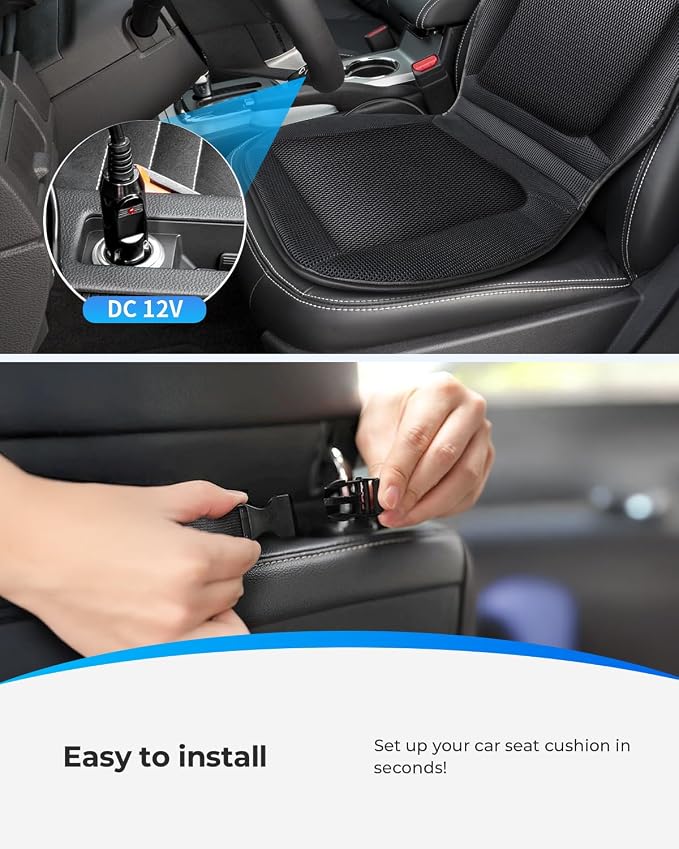 Ventilated Car Seat Cover with Airflow Fan for Pet Travel, Breathable 12V Seat Cushion for Dogs, SUVs, Trucks, and Long Car Rides, Adjustable Air Circulation Pad for Drivers and Pets