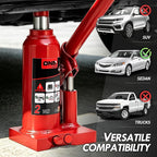2 tons / 4000 lbs Lifting Automotive Welded Hydraulic Bottle Jackfor Sedans Repair, with Manual Handle & Carrying Storage Case, Red