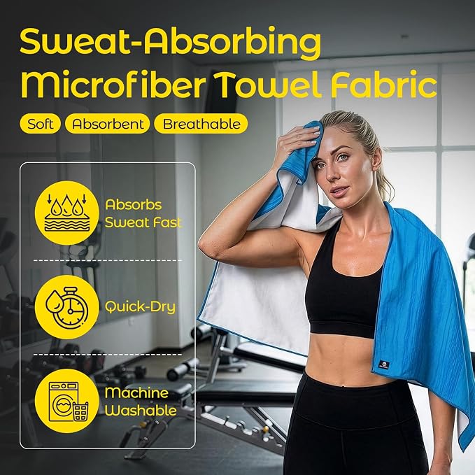Car Seat Towel Cover - Sweat Absorbing Microfiber Towel for Car Seat After Gym, Workout & Beach - Washable Seat Protector, Universal Fit for Cars, Trucks, SUVs - 2 Pack