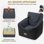 Dog Car Seats for Small Medium Dogs Under 35lbs, Dog Booster Seat with Detachable Washable Cover and Cushion, Memory Foam Pet Car Seat with Safety Belt and Storage Pockets (DG)
