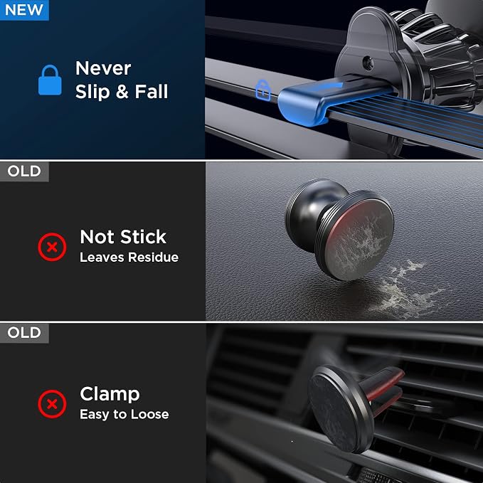 Magnetic Phone Holder for Car Upgraded Clip Ultra Car Phone Holder 6 Strong Magnets Cell Phone Holder Car Magnetic Case Friendly Phone Car Holder Mount for 4-6.7 inch Smartphones (Red)