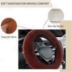Fuzzy Steering Wheel Cover, 15 inch Soft Wool Fur Steering Wheel Protector, Fluffy Wheel Covers for Winter Warm, Car Interior Decoration Accessories for Women Men (Coffee)