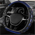 D-Shaped Steering Wheel Cover, Leather Car Wheel Protector with 3D Honeycomb Anti-Slip Design, Universal Breathable Comfy Cover Fits 14.5-15 Inch Steering Wheels, Car Accessories (Blue)