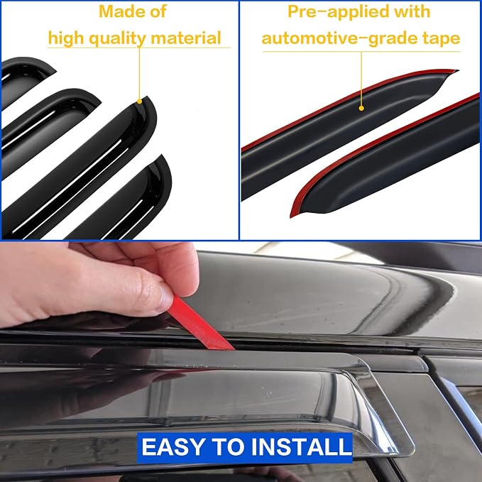 Window Rain Guards for 2001-2007 Chevy Silverado/Gmc Sierra,Window Visors Vent Shade Deflector for 2002-2006 Avalanche/Escalade/Suburban, 2001-2006 Yukon XL,for Crew Cab ONLY
