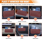 Car Seat Side Pocket Organizer, Multifunctional Mini Console Storage Bag for Phone, Keys, Sunglass, Wallet, PU Leather Tray Pouch Car Organizer Accessories for Seat, Door, Window, Console (Red)