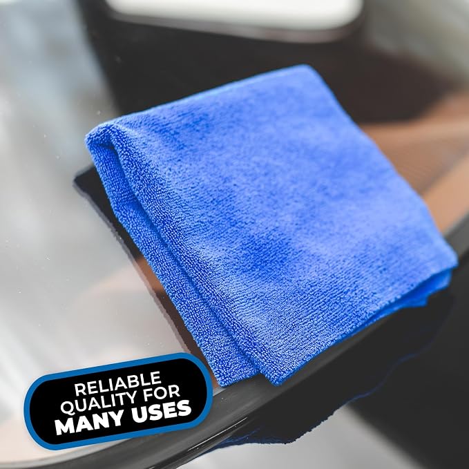 Edgeless 365 Microfiber Towels (10-Pack) Premium 70/30 Blend, Professional Polishing, Wax Removal, Auto Detailing, 365gsm, 16in x 16n, Royal Blue