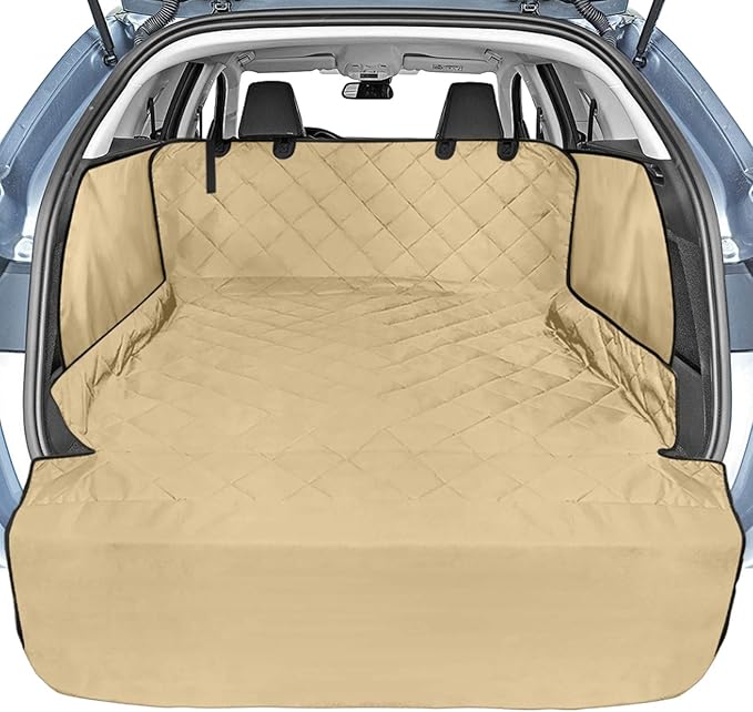 SUV Cargo Liner for Dogs with Side Flaps, Large (54" x 93") Water Resistant Trunk Cover, Non-Slip Pet Area Protector with Bumper Flap, Universal Fit for SUVs Sedans Vans, Khaki