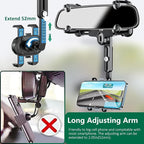 Rearview Mirror Phone Holder for Car, 360° Rotating and Retractable Multifunctional Rear View Phone Mount, Upgraded Four Corners Fixed Anti-Shake Fit All Smartphones & Bigger Vehicle