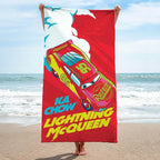 Children Beach Towel - 100% Cotton Super Soft Absorbent Bath Towel, 28" x 58" Inch Lightweight for Travel, Official Licensed Product, Red - Cars