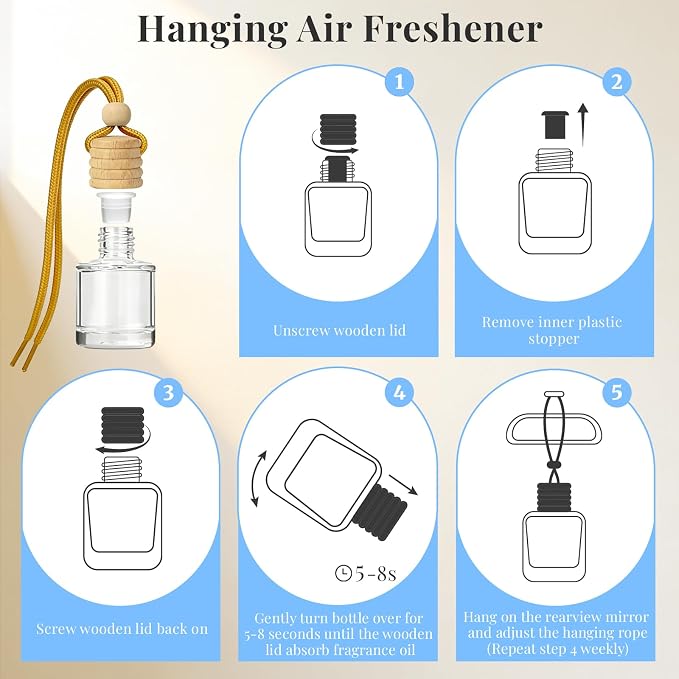 Fresh Linen Car Air Fresheners, Hanging Car Odor Eliminator 2 Packs | Compact Freshener Accessories for Car, Closet and More