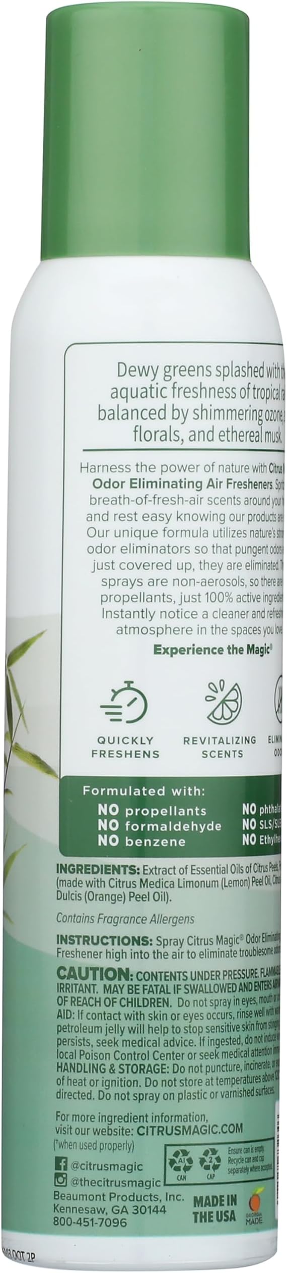 Odor Eliminating Air Freshener Spray, Bamboo Rainforest, 3-Ounce, Pack of 3