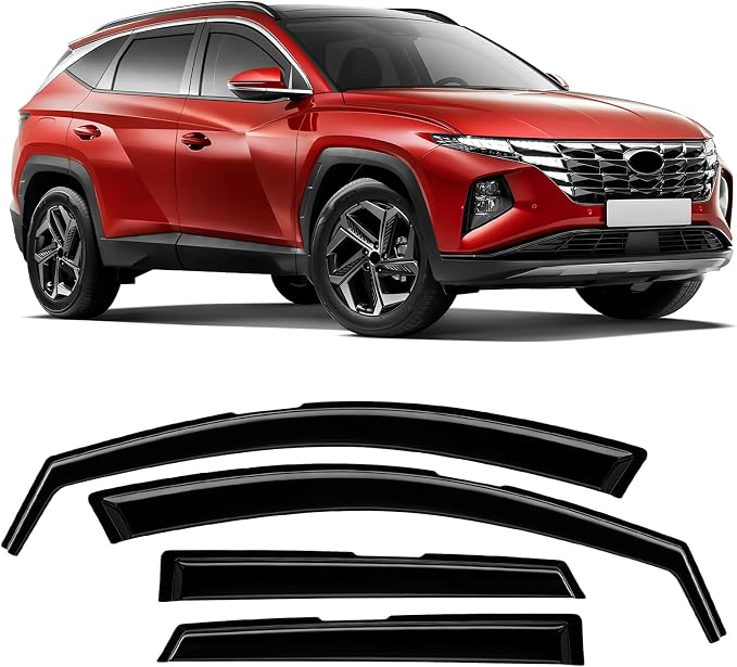 in-Channel Rain Guards Fit for Hyundai Tucson 2022 2023 2024 2025 2026, Durable Side Windows Rain Guard Wind Deflectors 2022-2026 Tucson Rain Guard Black 4 PCS