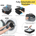 Dog Car Seats for Small/Medium Dogs, Elevated Memory Foam Dog Booster Seat, Detachable Washable Pet Car Seat with Safety Belts & Storage Pockets (Black-Gray)