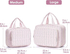 Travel Toiletry Bag for Women Large Hanging Makeup Bag Organizer Toiletries Bag for Full Size Essentials Accessories Cosmetics (Pink Flower Buds (Large))