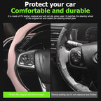 Mandark Car Steering Wheel Cover, Suede Sport Vehicle Steer Wheel Protector Fitting 15 Inch, Non-Slip Comfortable Automotive Interior Decoration Accessories, Universal for Most Cars (Red)