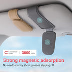 Sunglass Holder for Car Visor Sunglasses Clip Magnetic Leather Glasses Eyeglass Holder Interior Car Accessories for Woman Man - 2 Packs Gray