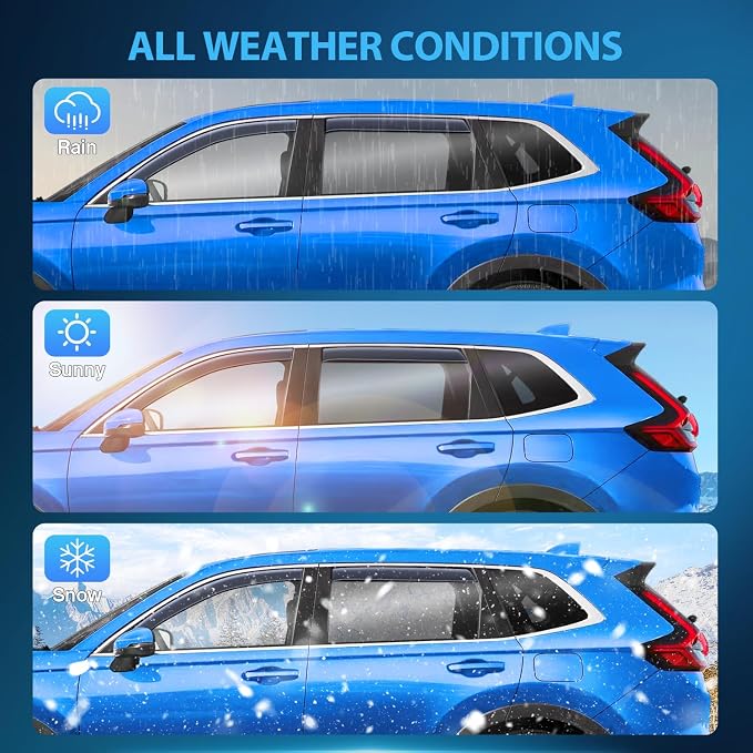 in Channel Rain Guard for Honda CR-V (CRV) 2023 2024 2025 2026, Window Deflectors Window Visors Rain Sun Wind Guards Shade Deflectors for Cars, Light Smoky Blue, 4PCS