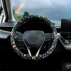 Multicolor Wildflower Steering Wheel Cover Auto Steering Wheel Protector, Anti-Slip, Breathable, Absorbing Sweat, Universal Floral Car Accessories 14.5–15 inch