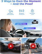 4K 360° Dash Cam, 4-Channel Dash Camera for Cars, Full Coverage Front Rear Left Right Inside with GPS, 5.8GHz Wi-Fi & App, Night Vision, Voice Control, 24H Parking Mode, 128GB Card Included