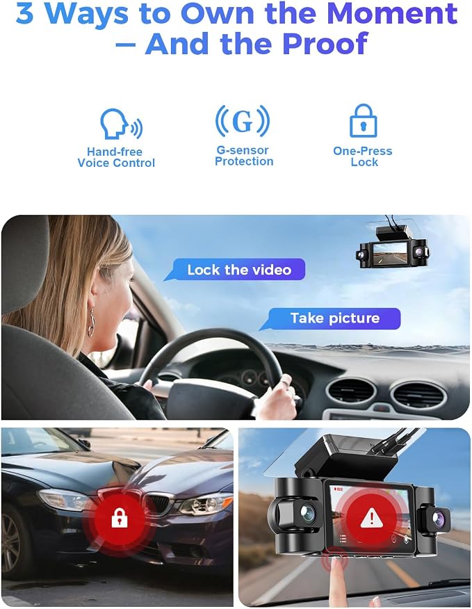 4K 360° Dash Cam, 4-Channel Car Camera Front and Rear Cabin & Sides with GPS, WiFi, Night Vision, 24H Parking Mode, Anti Vandalism for Truckers, Uber, Lyft, Rideshare & Delivery Drivers