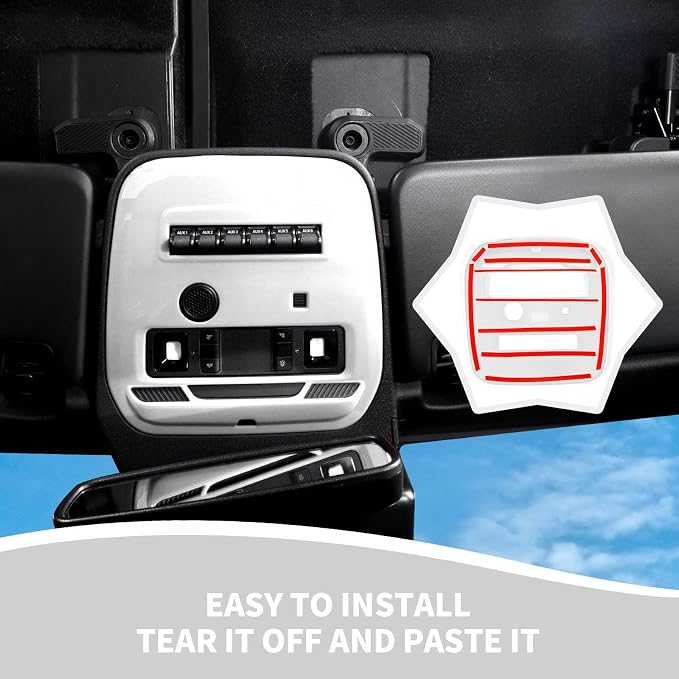 for Bronco Front Reading Light Panel Trim Cover Compatible with 2021-2025 Ford Bronco Interior Accessories 2-Door 4-Door, White (with AUX Switches)