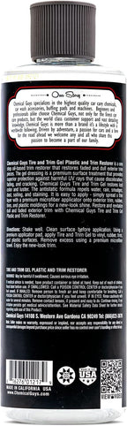 Tire And Trim Gel For Plastic And Rubber, Restores Faded Tires, Trim, And Bumpers, Enhances Shine And Protection, Safe For Cars, Trucks, SUVs, Motorcycles, RVs & More, 16 Fl Oz