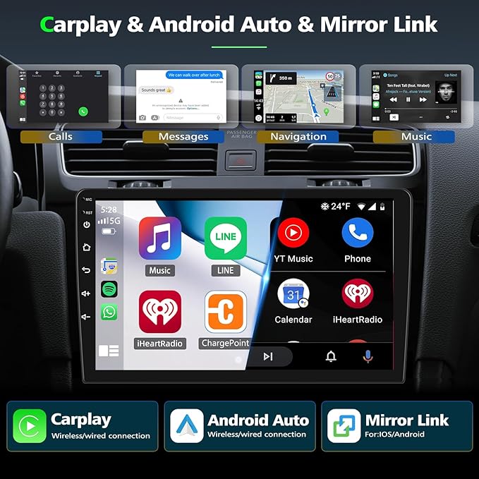 Double Din Car Stereo Radio for Chrysler 300 300C 2007-2010 Support Carplay&Android Auto,7 inch HD Touchscreen Double Din Radio with Bluetooth, Car Audio Receivers, Camera, MirrorLink, FM Radio