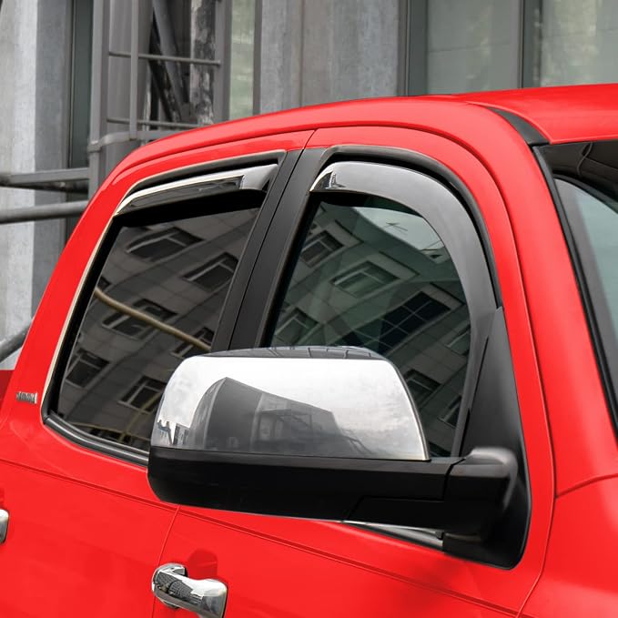 Voron Glass in-Channel Extra Durable Rain Guards for Trucks Toyota Tundra 2007-2021 CrewMax, Window Deflectors, Vent Window Visors, 4 Pieces - 220083